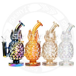 7,8 tum Oljeriggar ananas bong Vattenpipa inline diffus per Med elektropläterade glasrör 14,4 mm Jonit storlek Rök vattenpipa tobak coola bongs Dab rig återvinnare