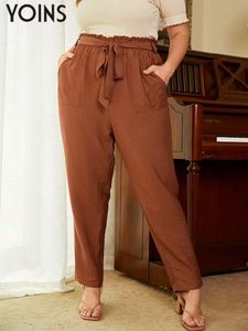 Defina Yoins Vintage Harem Pants Mulheres Chaízas High Cingido de Calça Casual 2023 Moda de Autumn Plus Size Pantalones femme 4xl