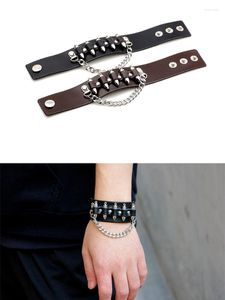 Charm Pulseiras Personalidade Criativa Corrente de Rebite Pulseira Masculina Jóias Para Homens Tendência Hip Hop Couro Couro