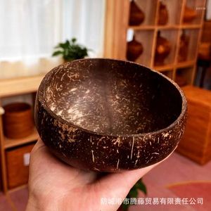 Bowls 9-15cm Natural Coconut Bowl Set Wooden Salad Ramen Wood Spoon Coco Smoothie Kitchen Tableware