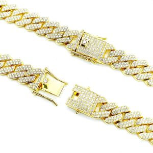 Kubanische Kette aus europäischer und amerikanischer Legierung mit Diamantarmband, 14 mm Diamant-Vollbohrer, männliches und weibliches Hip-Hop-Zubehör