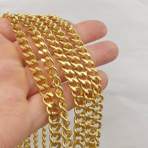 3 meter parti rostfritt stål Twist kubansk kantkedja i bulk Gör-det-själv halsband Armband Smycken Tillverkning Tillbehör 7 mm guldpläterad