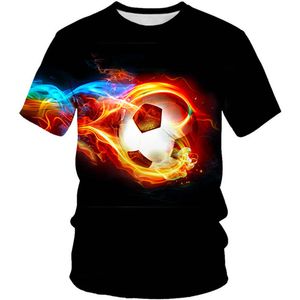 T-shirts Sommar Barnmode 3D T-shirt Rolig Fire Fotbollstryck Pojkar Flicka Fotboll Tröjor Barn Tonåring Baby Coola Tshirts 4-13Y Toppar 230707