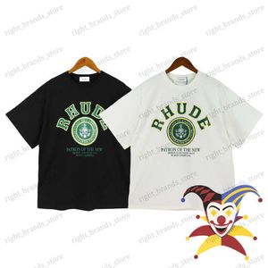 Erkek Tişörtler 2023SS RHUDE T-Shirt Erkek Kadın En Kalite Gevşek Pamuk Üst Tees Kısa Kollu Yaz Stili T230707