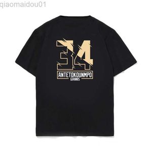メンズ Tシャツ 2021 ストリートファッションバスケットボールファンスター Antetokounmpo 綿 Tシャツ半袖ルーズ通気性ラウンドネックスポーツ Tシャツ L230707