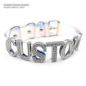 Pendant Necklaces Punk Sexy Custom Name Choker Letters Necklace Women Men Colorful Laser PU Buckle Collar Chocker Cosplay Party Jewelry 230707