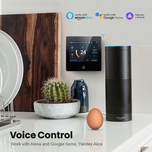 Termostatuppvärmningstemperaturkontroller med Celsius/Fahrenheit LED -pekskärmsarbete med Alexa Google Home