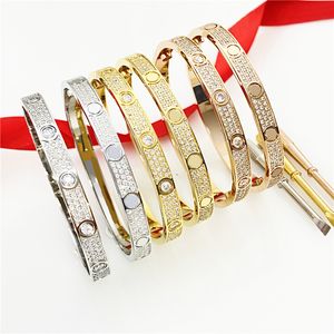 clássico chave de fenda pulseira amor bangle jóias com diamantes mulheres 18K ascensão ouro banhado a prata zircon manguito prego pulseiras designer jóias festa presente de casamento para o homem