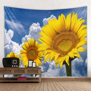 Tapestries Sunflower tapestry natural landscape wall hanging home decoration bedspread beach mat room