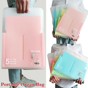 Filing Supplies Portable Organ Bag Document File Folder Expanding Wallet 5 Grid A4 Organizer Paper Holder Office School Gift 230706