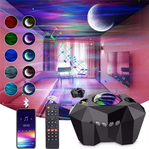 Novidades Aurora Galaxy Moon Star Projetor Northern light Bluetooth Music LED Night Light For Bedroom Kids Gift 230707