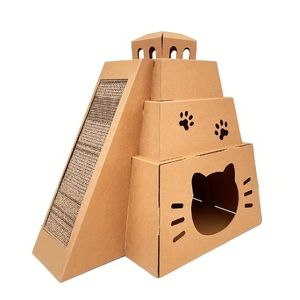 Гофрированная картонная питомца кошачья пирамида дома картонная коробка для кошачья кошка царапина кошачья доска