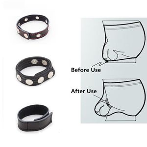 Cockring Eiaculazione ritardata maschile Cock Ring Fetish Leather Penis Attachment Sex Toys for Men Gay Bondage Cinture di castità Anelli 230706