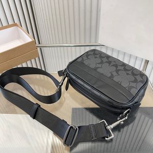 Wholesale Mens Classic Camera Bag Casual Shoulder Bags Designer Crossbody Coac Handbag Jacquard Square Leather Messenger Wallet Underarm Satchels Size 22x14cm