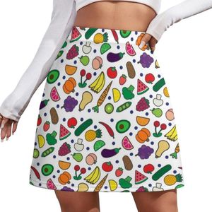 Röcke Obst- und Gemüserock für Damen, Avocado-Druck, elegant, Mini-Frühling, ästhetisch, hohe Taille, individuell, übergroß, lässig, A-Linie