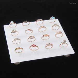 Woreczki z biżuterią biały akrylowy kryształowy kwadrat 16 stojak na pierścionki organizator pojemnik do przechowywania taca prezentacja stojaka Pography rekwizyty