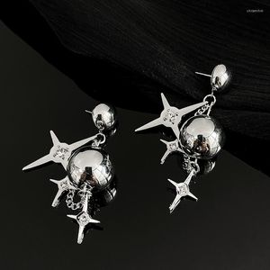 Dangle Earrings Women's Silver Colour Metal Ball Star Mango Tassel Personalised Party Gift