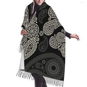 Cachecóis Caveira e Paisley Cachecol Inverno Longo Grande Borla Envoltório Macio Pashmina