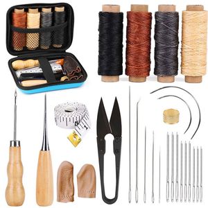 Cross-Stitch Kaobuy 28pcs Leather Sewing Kit with Largeeye Ing Needles, Waxed Thread, Leather Sewing Tools for Diy Leather Craft