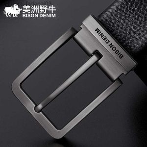 Belts BISON DENIM Genuine Leather Alloy Pin Buckle Luxury Brand Leather Belt Men's Vintage Design Belt High Quality N71741 Z230710