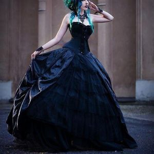 Czarna romantyczna gotycka suknia balowa suknie ślubne suknie ślubne Sweetheart Plus rozmiar szaty de soiree vestidos de noiva Custom Made187w