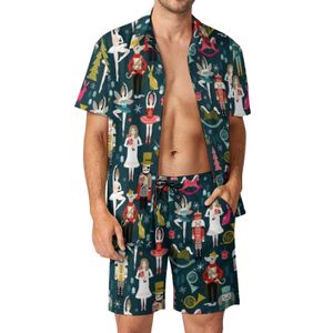 Мужские спортивные костюмы забавная музыка мужчина наборы inftcracker балетные шорты для пляжной рубашки Set Summer Retro Patter