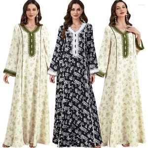 Roupas étnicas Eid Muslim Floral Printed Dress For Women Abaya Jalabiya Long Dresses Abayas Islam Ramadan Turkey Robe Marroquino Caftan