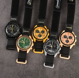 Top Moon Watch Mens 디자이너 Wat Air Bioceramic Moonswat Ceramic Planet Movement Montre Limited Edition Master Wrist Quarz