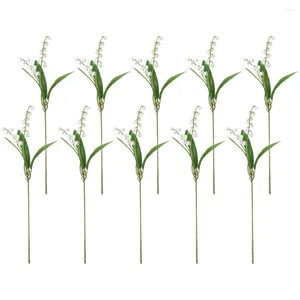 Decorative Flowers 10 Bundles Artificial Green Plants Wedding Decor DIY Arrangements Lily Centerpieces The Valley Plastic