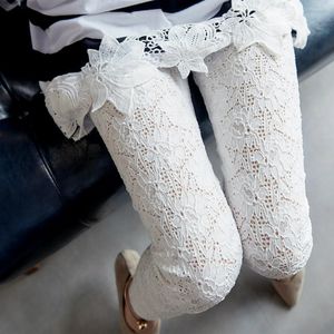 Pants High Waist Floral See Through Strethchy Fit Leggings Women 2023 Spring Summer New Sexy Retro Solid Thin Hollow Lace Girls Pants