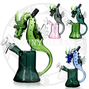 Bong de vidro 7.5''Dab rig cachimbo de água para cachimbo de água plataformas de petróleo bongs para meninas cachimbos para fumar Pterosaur design reciclador de tabaco por atacado tigelas de 14,4 mm de cor misturada