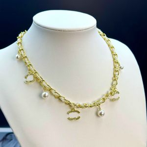 Designer Halskette Perle Strass Anhänger Halskette Marke Brief Pullover Halskette Kette Perlenketten für Frauen Schmuck Geschenk 10 Stil