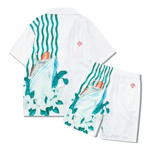 Maglietta di designer di casa blanca maglietta CASA BLANCA USuit maschile da uomo Set di spiagge hawaiane camicie da vacanza Casablanc Shirt Bloccante Short stampato Scept 509