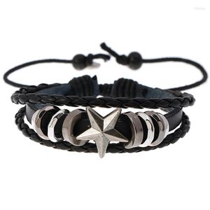 Bangle Fashion Genuine Leather Men's Bracelets DIY Handmade Weave Charm Alloy Accessories Men Small Gift