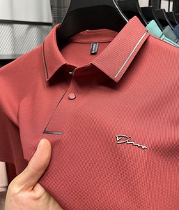 Men's Polos High end ice silk comfortable and breathable T-shirt Men short sleeve summer fashion letter brand embroidered casual polo shirt 230706