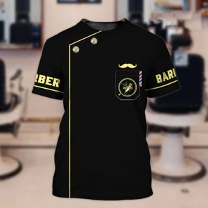 Men's T-Shirts Barber Shop Men's T Shirt Tops 3D Print Custom Personalized Short Sleeve Pullover Male Summer Fashion Cool Tees 230706