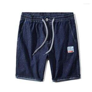 Erkek kot pantolon şort yaz artı boyut 34-42 44 46 gevşek siyah mavi diz uzunluğu kısa streç günlük gündelik pantolon