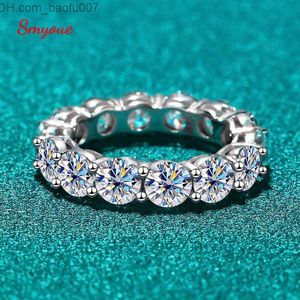 Bröllopsringar Bröllopsringar Smyoue 7CT 5mm Full Ring for Women Män Sparkling Round Cut Enternity Diamond Band S925 Sterling Silver Z230711