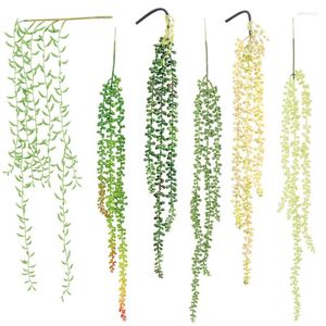 Dekorative Blumen 1PC gefälschte hängende Pflanzen künstliches Grün Faux Rebe für Zuhause Zimmer Wandregal Terrasse Garten Indoor Outdoor Dekor
