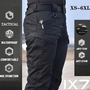 Herrbyxor Plus Size 6XL Cargo Herr Multi Pocket Outdoor Tactical Sweatpants Military Army Vattentät Snabbtork Elastisk Vandringsbyxa 230706