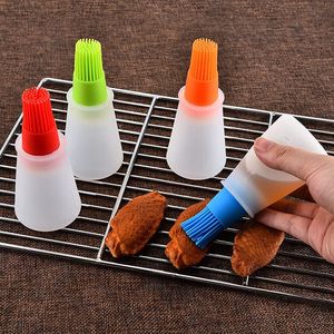 Grelhadores para churrasco Escova para garrafa de óleo de silicone com tampa externa Molho Lubrificador Cozinha Ferramentas de cozimento Grill 230706