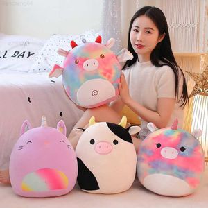 Animali di peluche farciti 30-35 cm Simpatico cartone animato Arcobaleno Maiale Gatto Bambola Peluche Cuscino Bambini Kawaii Colore Mucca Peluche Giocattoli Cuscino Regali Ornamenti L230707