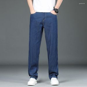 Men's Jeans Lyocell Fabric Men Lightweight Loose Summer Denim Straight Pants Fashion Casual Soft High Quality Trousers Male