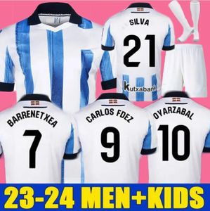 23 24 Real Sociedad Soccer Jerseys 2023 2024 OYARZABAL X PRIETO PORTU DAVID SILVA TAKE Carlos Fernandez Camiseta De Futbol Men Football Shirts Kids Kits