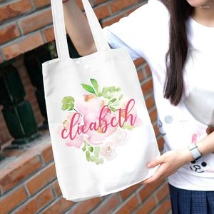 Bolsas de armazenamento Bolsas personalizadas com inicial da dama de honra Bolsas personalizadas com letra/nome/data/pincel para eventos Tela simples