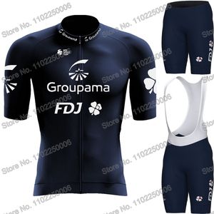 Radfahren Jersey Sets Team Dunkelblau Kleidung Sommer Set Rennrad Shirts Anzug Kurzarm Fahrrad Trägerhose 230706