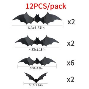 Party Decoration Wholesale 12Pcs/Set Black 3D Diy Pvc Bat Wall Sticker Decal Home Halloween Drop Delivery Garden Festive Supplies Eve Dhpj6