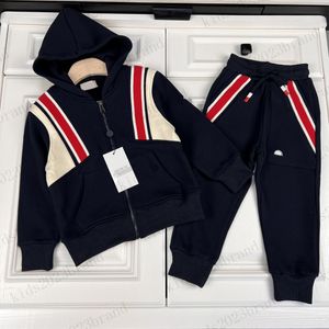 brand designer kids tracksuits 2023 hooded jackets with long pants two pieces sets black color zip jacket cotton casual children sports tracksuits size 100-160cm