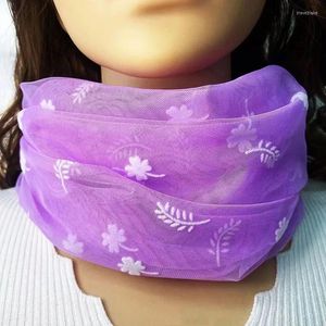 Scarves Fashion Floral Print Flocking Mesh Women's Silk Scarf Summer Lace Long False Collar Pullover Neck Guard Sunscreen T92