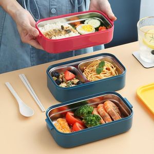 Set di stoviglie in acciaio inossidabile 304 Lunch Box Bento per bambini in età scolare Impiegato Contenitore per riscaldamento a microonde Scatola di immagazzinaggiofiambrera